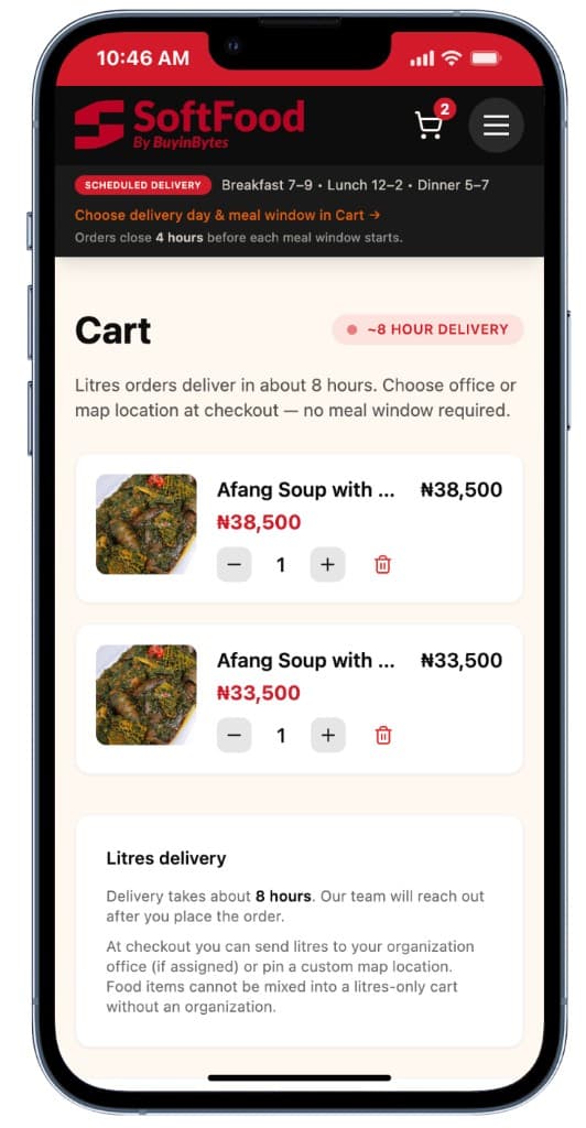 Cart on mobile